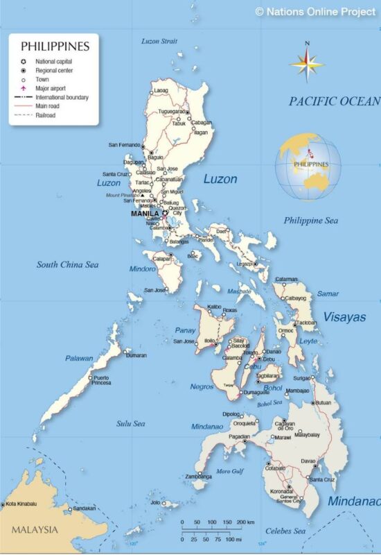 Bản đồ 3 đảo chính của Philippines. Nguồn: nationsonline.org