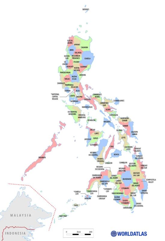 Bản đồ định hình Philippines. Nguồn: worldatlas.com